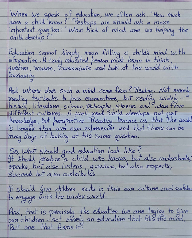 Chairman's handwritten message